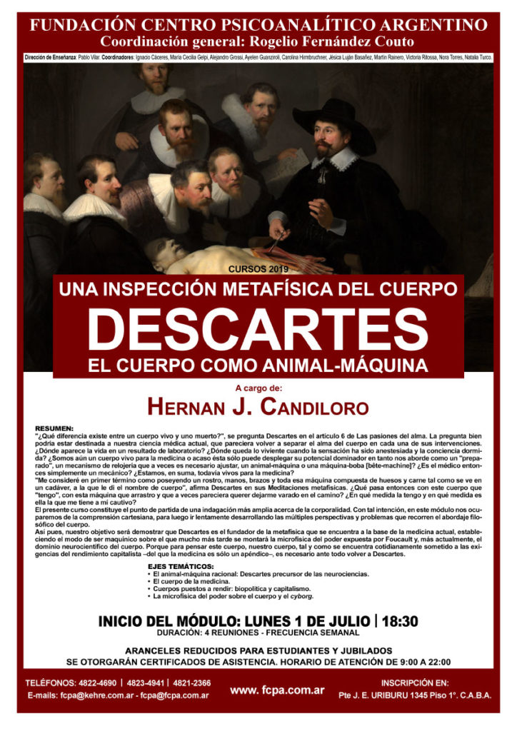 Afiche del curso sobre el cuerpo en Descartes